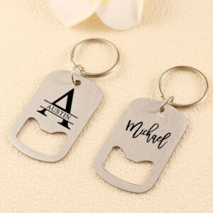 Personalized Engraved Wedding Name Metal Bottle Opener Keychain Stainless Steel Keyring Custom Gifts For Wedding Supplies Gift - Image 3