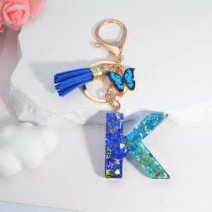 26 Alphabet Letter Keychain – Crystal Butterfly Pendant - Image 3