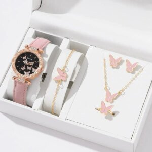 Butterfly Leather Strap Quartz Wristwatch for Ladies - Image 4