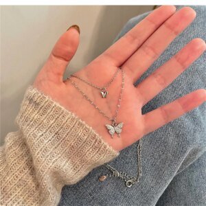 Elegant Double-Layered Butterfly Necklace for Women - Image 4