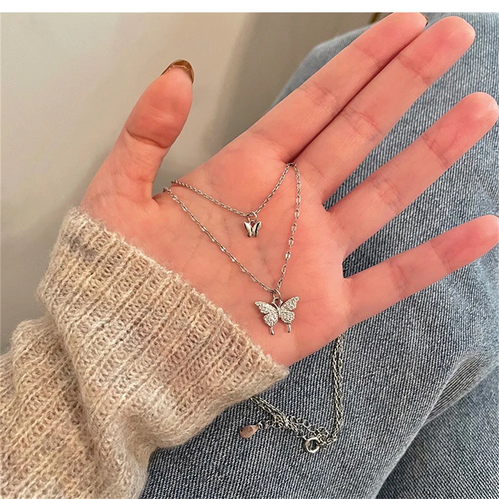 Elegant Double-Layered Butterfly Necklace for Women Elegant Double-Layered Butterfly Necklace for Women