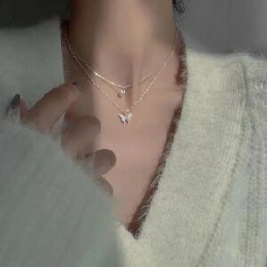 Elegant Double-Layered Butterfly Necklace for Women - Image 5
