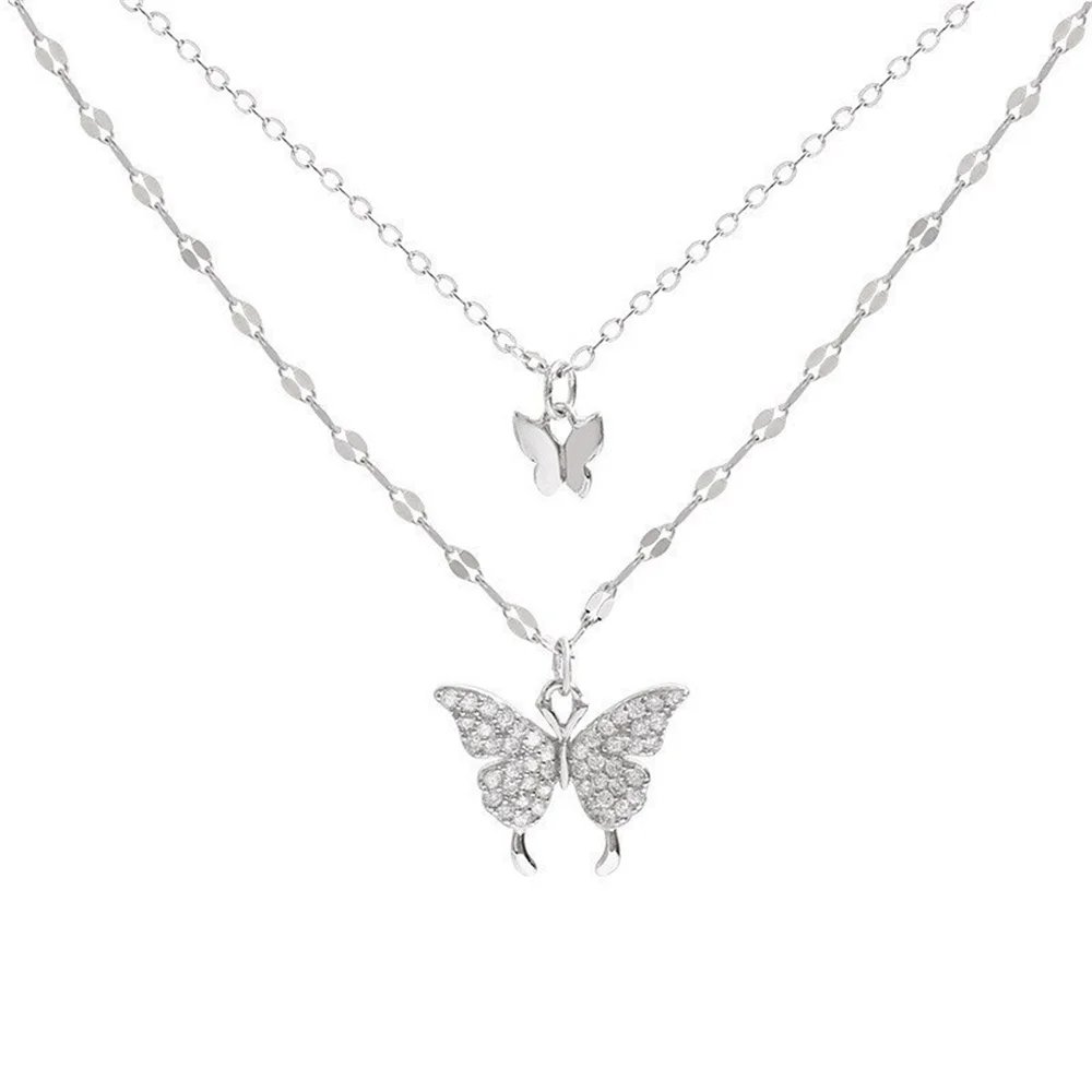Elegant Double-Layered Butterfly Necklace for Women Elegant Double-Layered Butterfly Necklace for Women