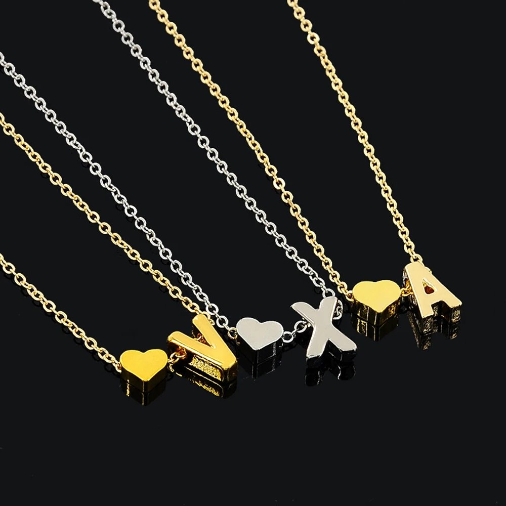Dainty Heart Initial Necklace Dainty Heart Initial Necklace