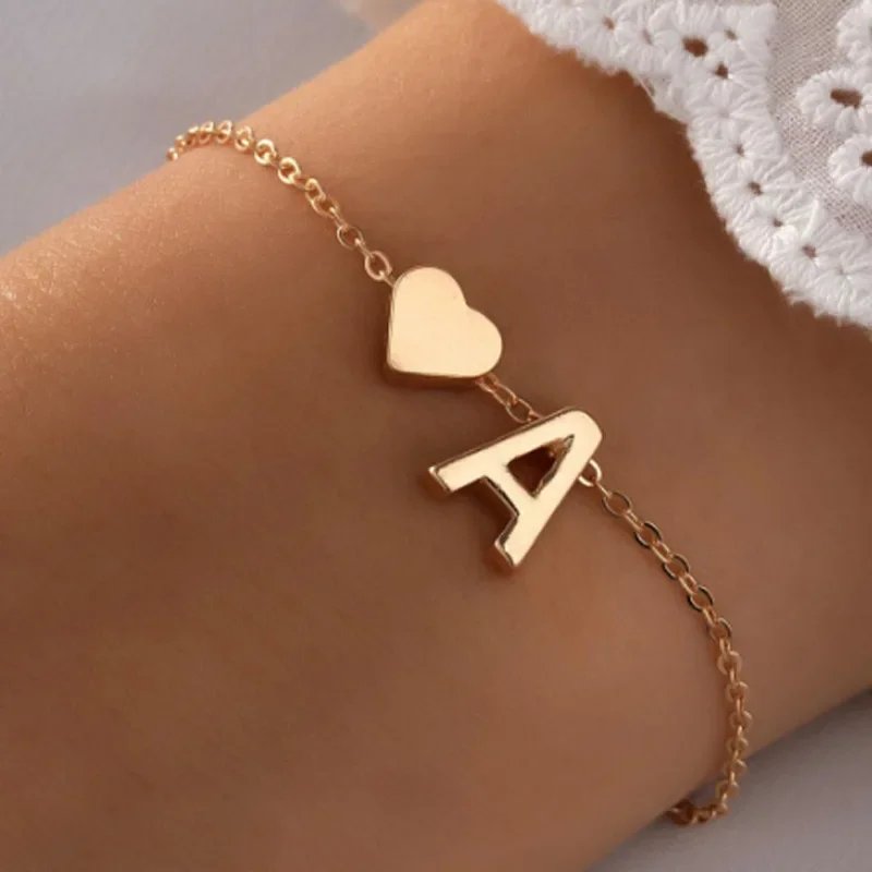 Minimalist Love Heart Letter Bracelet Minimalist Love Heart Letter Bracelet