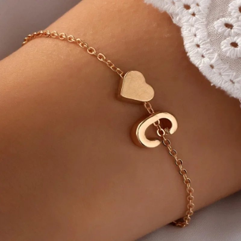 Minimalist Love Heart Letter Bracelet Minimalist Love Heart Letter Bracelet