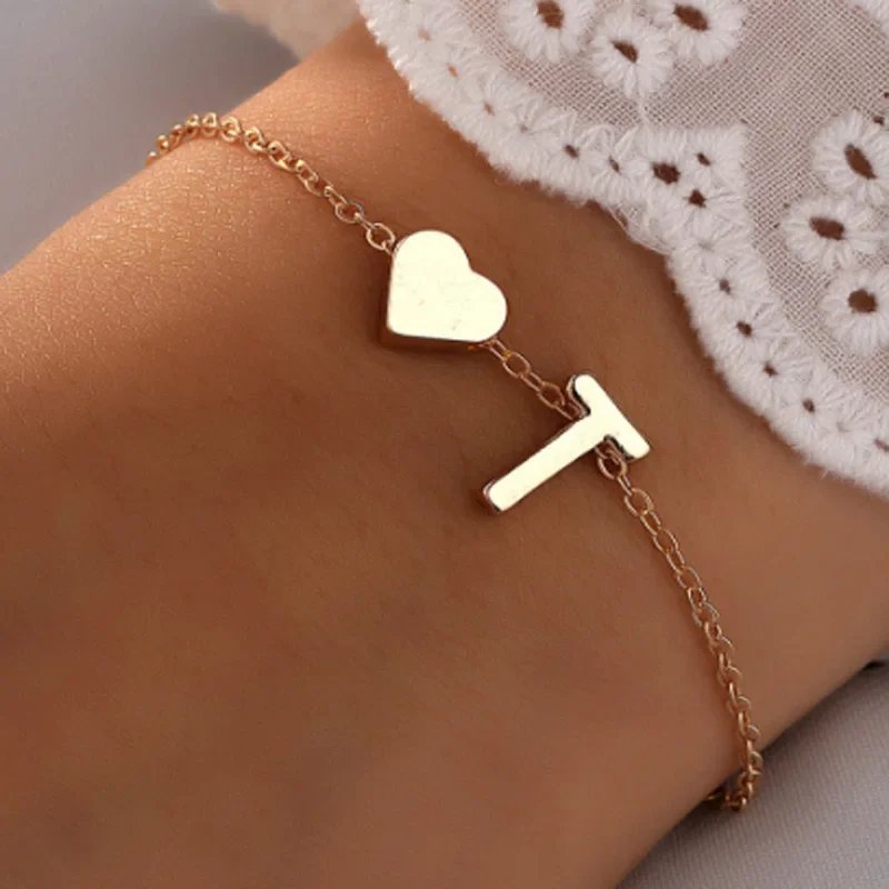 Minimalist Love Heart Letter Bracelet Minimalist Love Heart Letter Bracelet