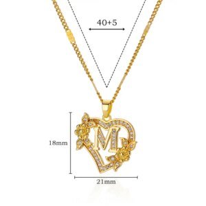 Zircon Flower Heart Initial Necklace - Image 6