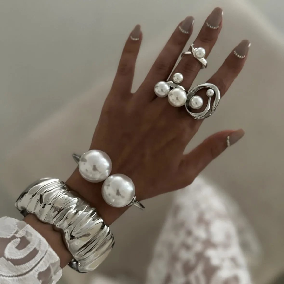 Vintage Pearl Wide Cuff Bracelet Vintage Pearl Wide Cuff Bracelet