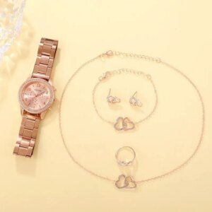Elegant Quartz Wristwatch with Ring, Necklace & Earrings - Image 3
