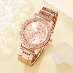Elegant Quartz Wristwatch with Ring, Necklace & Earrings - Image 4
