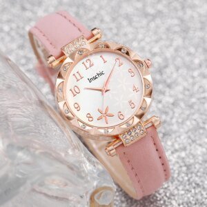 Women’s Fashion Floral Quartz Watch & Rhinestone Jewelry Set - Image 4