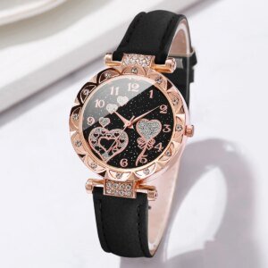 4PCS Women’s Rhinestone Quartz Watch & Bracelet Set - Image 4
