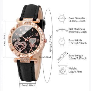 4PCS Women’s Rhinestone Quartz Watch & Bracelet Set - Image 5