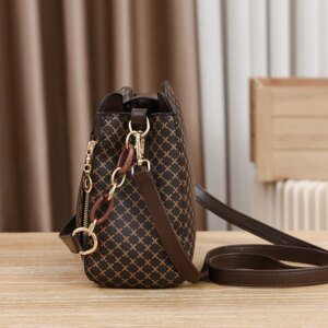 Luxury Check Print Bucket Bag - Image 4