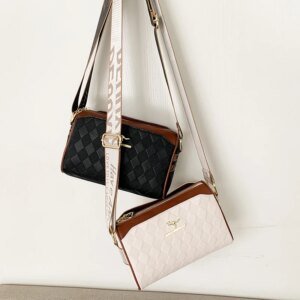 Luxury Designer Checkered Messenger Bag - Image 5