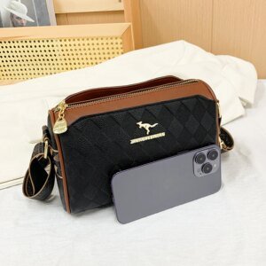 Luxury Designer Checkered Messenger Bag - Image 4