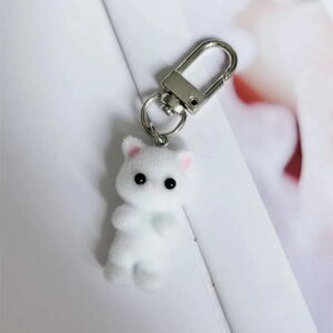 Cute 3D Flocking Cat Keychain - Image 6