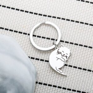 Black & White Cartoon Cat Keychain - Image 4
