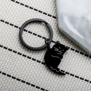 Black & White Cartoon Cat Keychain - Image 5